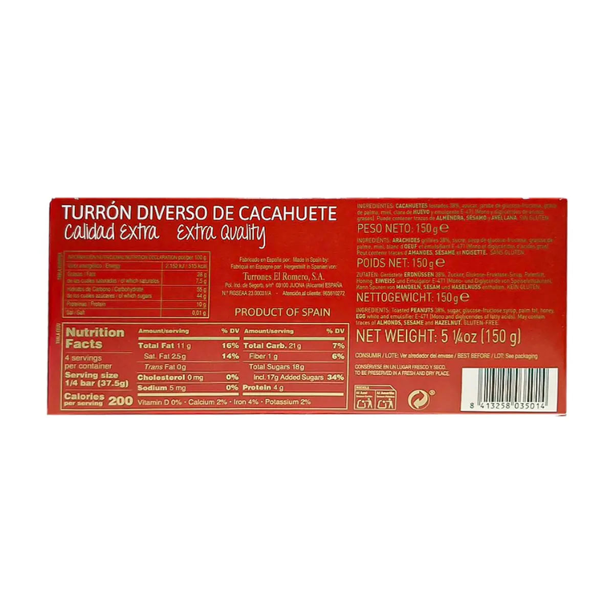 Turrón diverso de cacahuete -blando- El Navideño (150 g / 5.29 oz) - Miniatura 3
