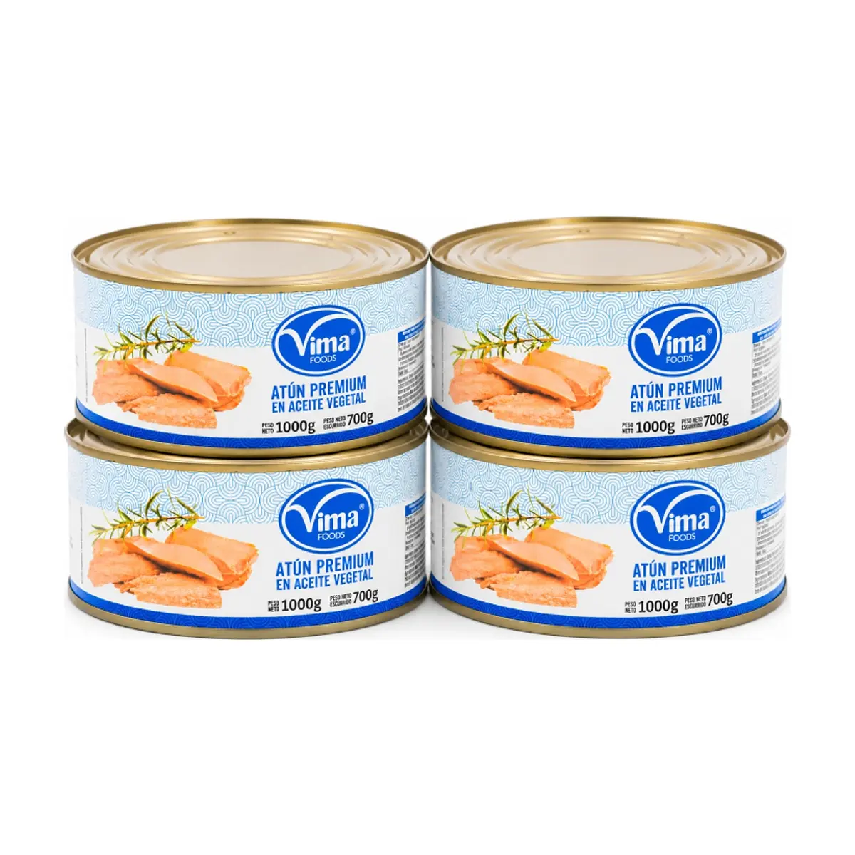 Atún premium en aceite vegetal Vima Foods (4 x 1 kg / 2.2 lb) - Imagen 1