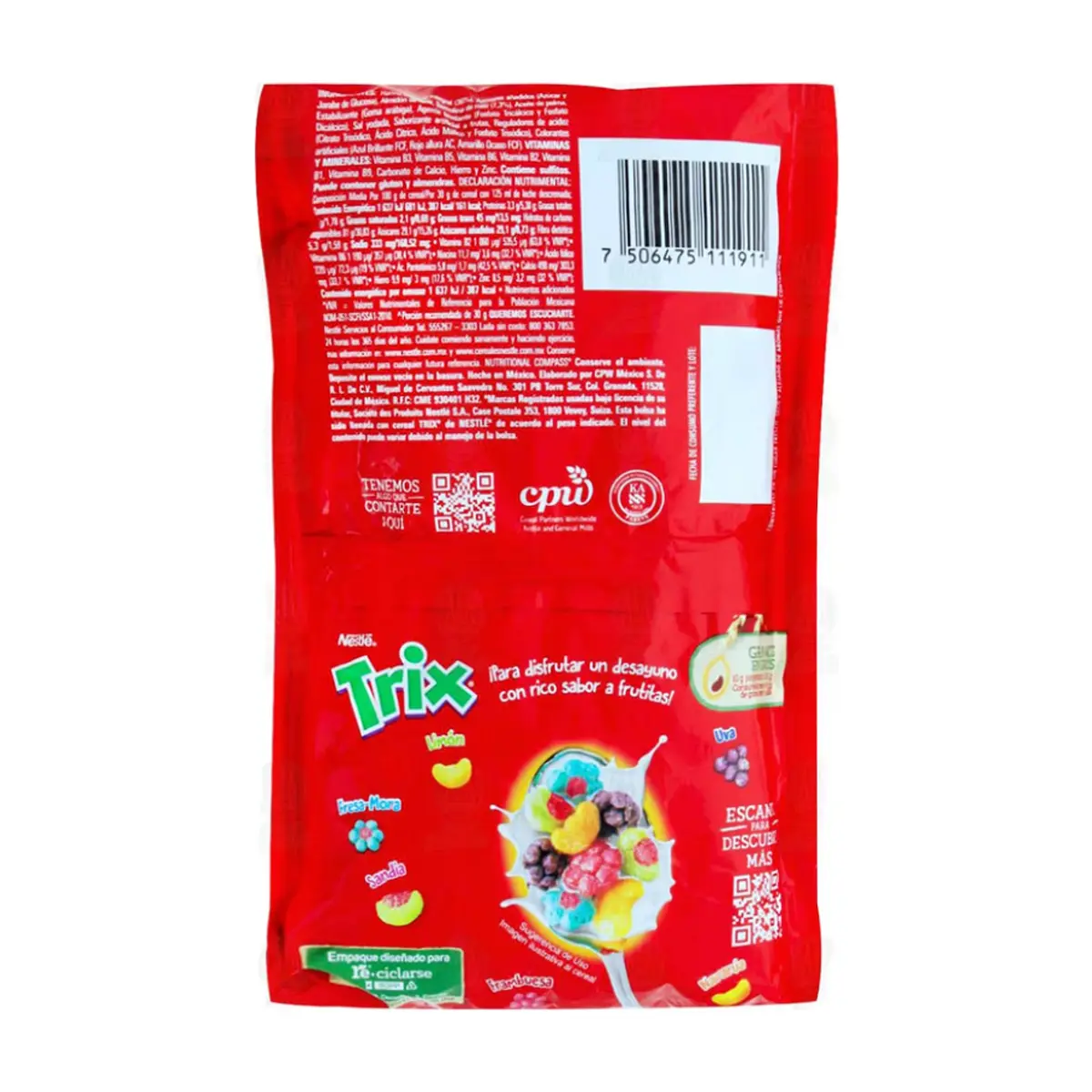 Cereal de maíz integral endulzado sabor a frutas Trix Nestlé (100 g / 3.52 oz) - Miniatura 5