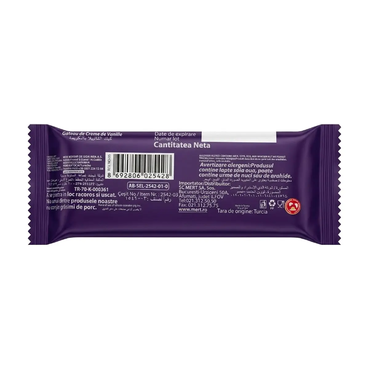 Pastel relleno de crema de vainilla con cobertura de chocolate blanco Paradise Simsek (24 x 25 g / 1.32 lb) - Miniatura 3