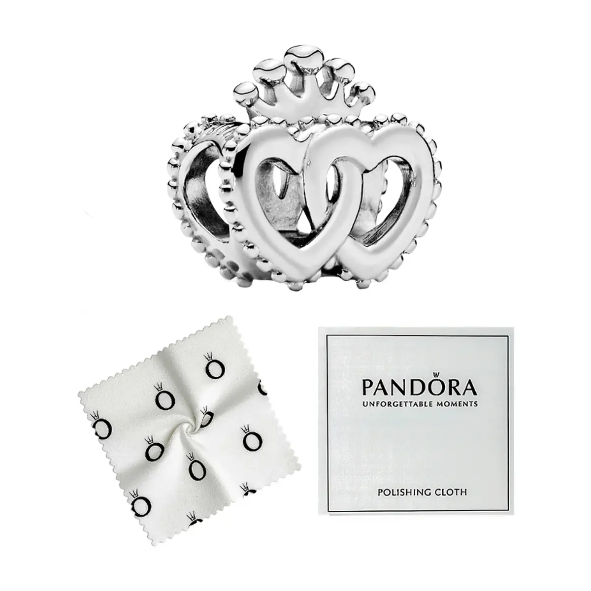Charm de plata S925 estilo Pandora corazones majestuosos unidos - Thumbnail 2