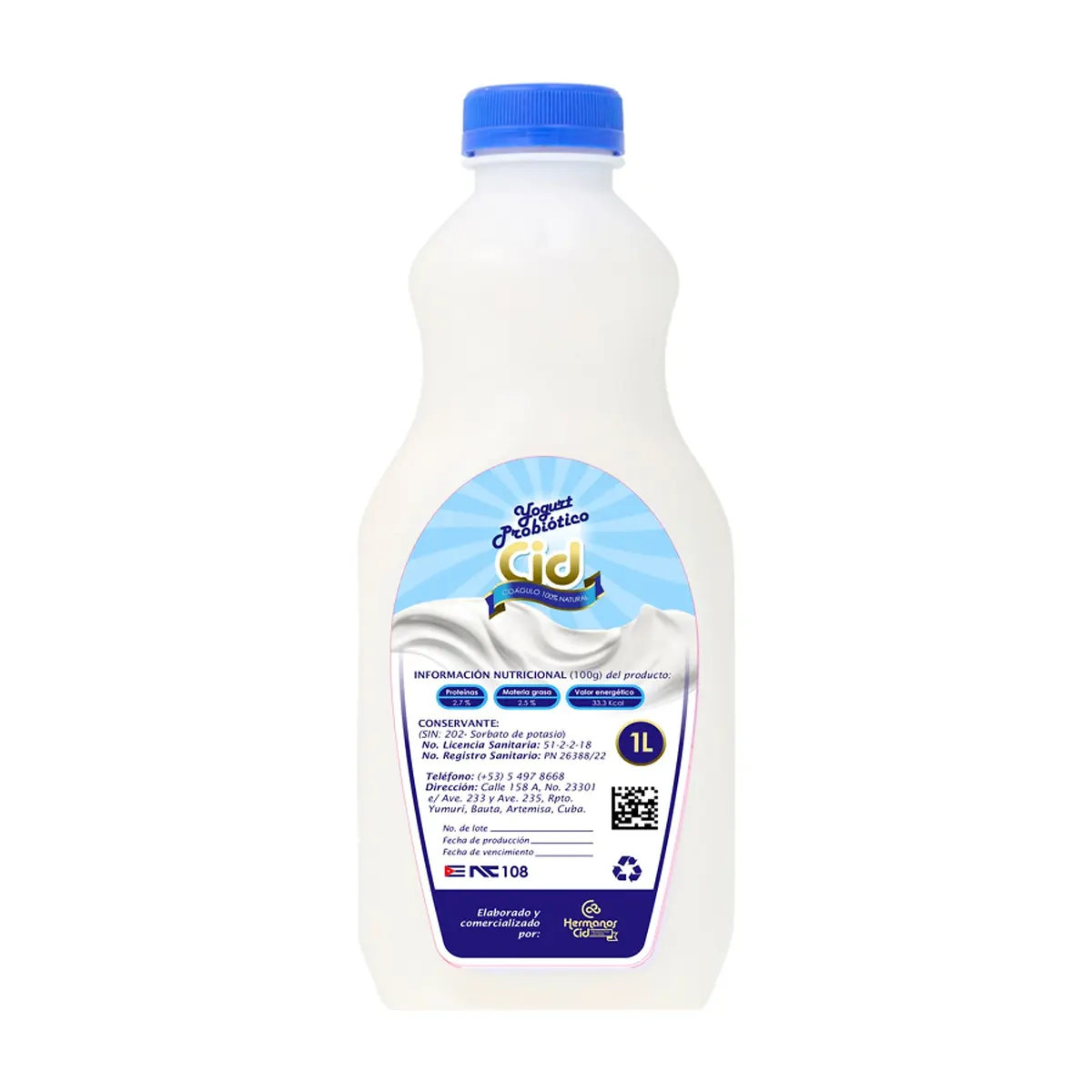 Yogurt probiótico de coágulo 100 % natural Cid (1 L) - Miniatura 4