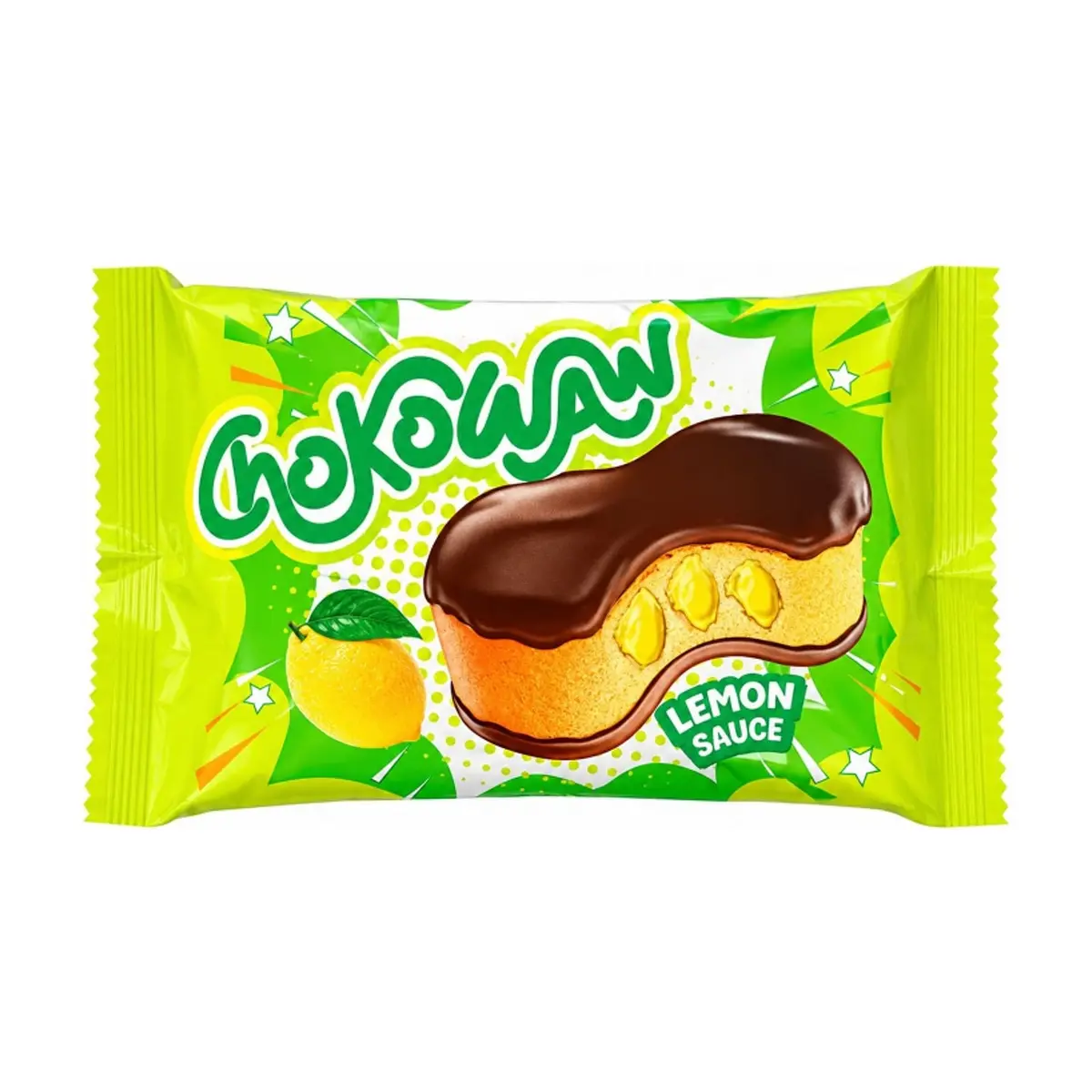 Pastel cubierto de chocolate con crema sabor limón Chokowaw (30 g / 1.05 oz)