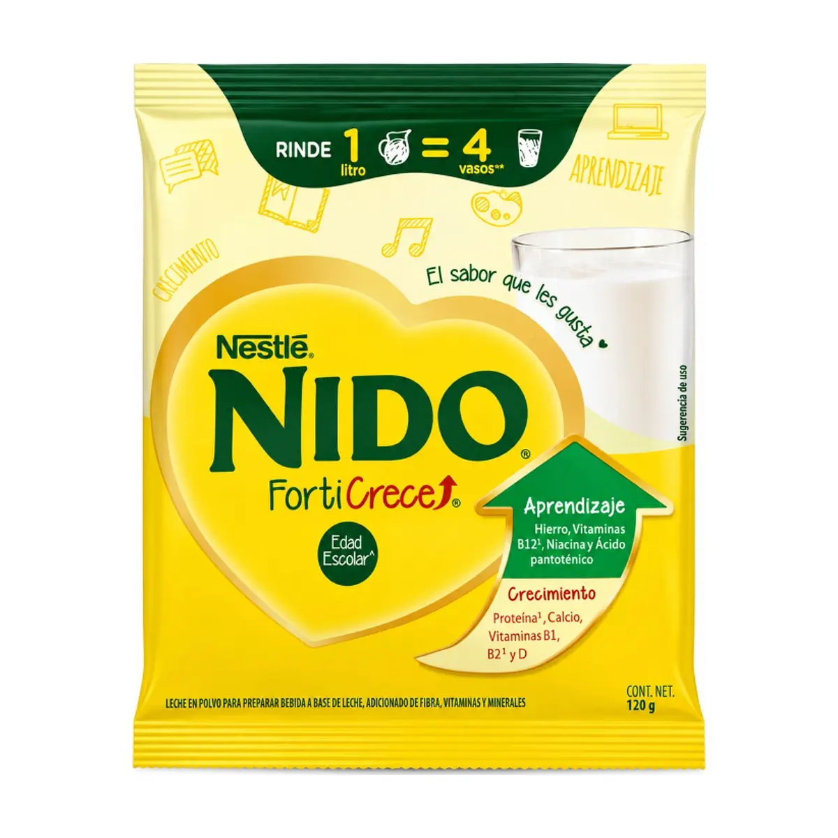 Leche en polvo parcialmente descremada acondicionada con fibra, minerales y vitaminas Nestlé (120 g / 4.23 oz)