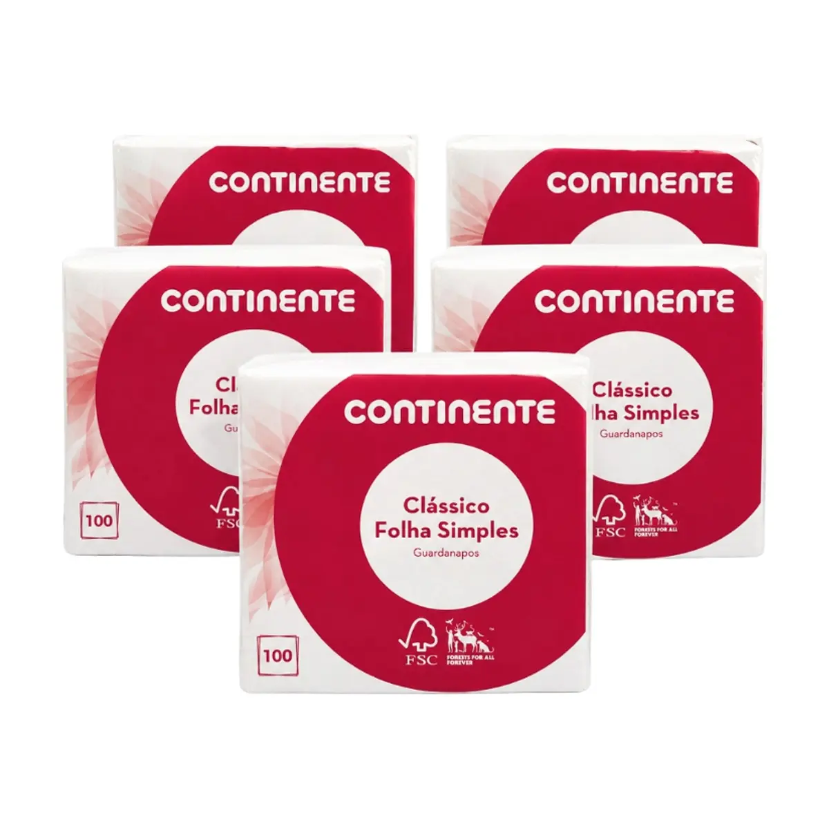 Pack de ahorro Servilletas blancas de una capa Continente (5 x 100U)
