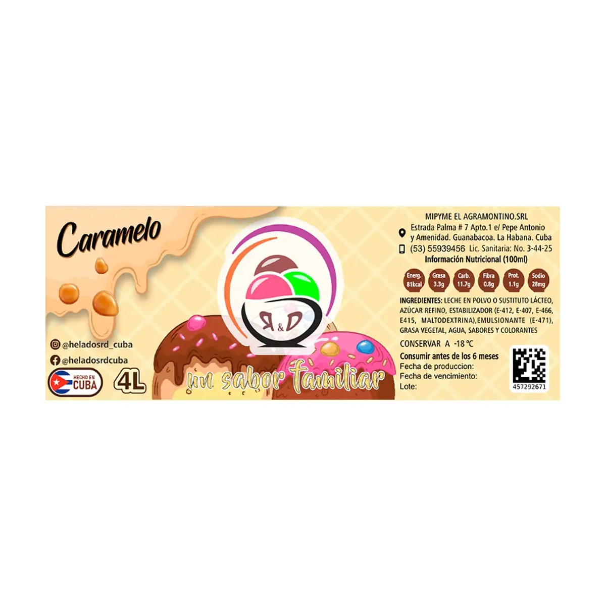 Helado sabor caramelo R&D (4 L) - Thumbnail 2