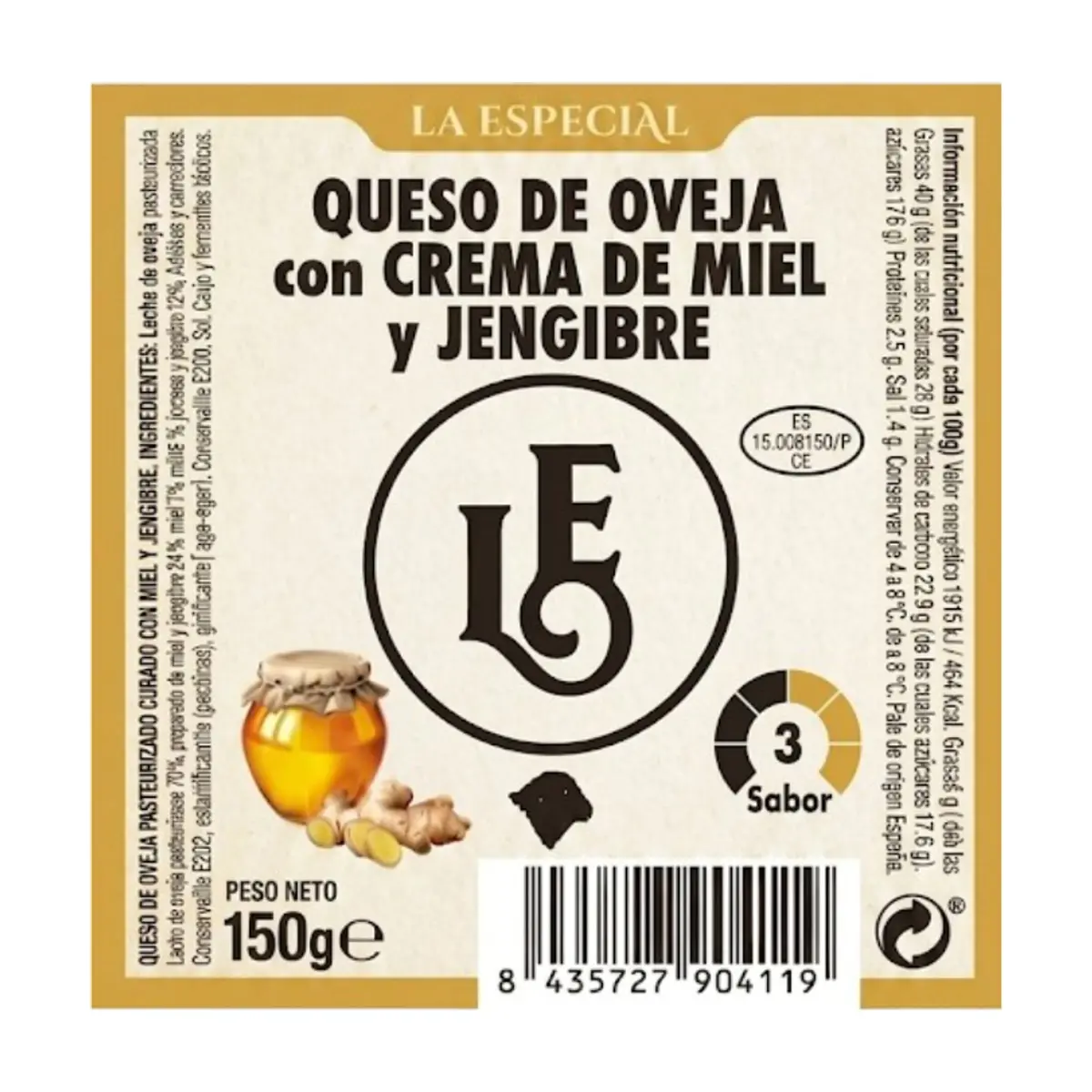Queso de oveja con crema de miel y jengibre La Especial (150 g / 5.29 oz) - Thumbnail 2
