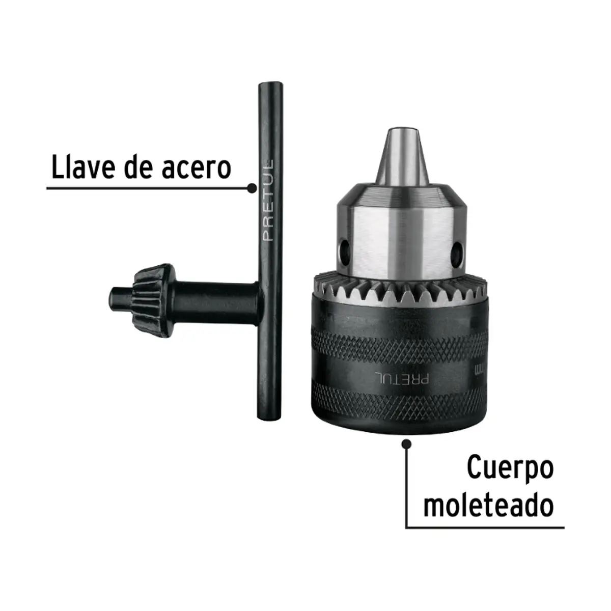 Mazorca de taladro con llave de acero apertura máxima 1/2 Pretul BRO-1/2N-P - Thumbnail 2