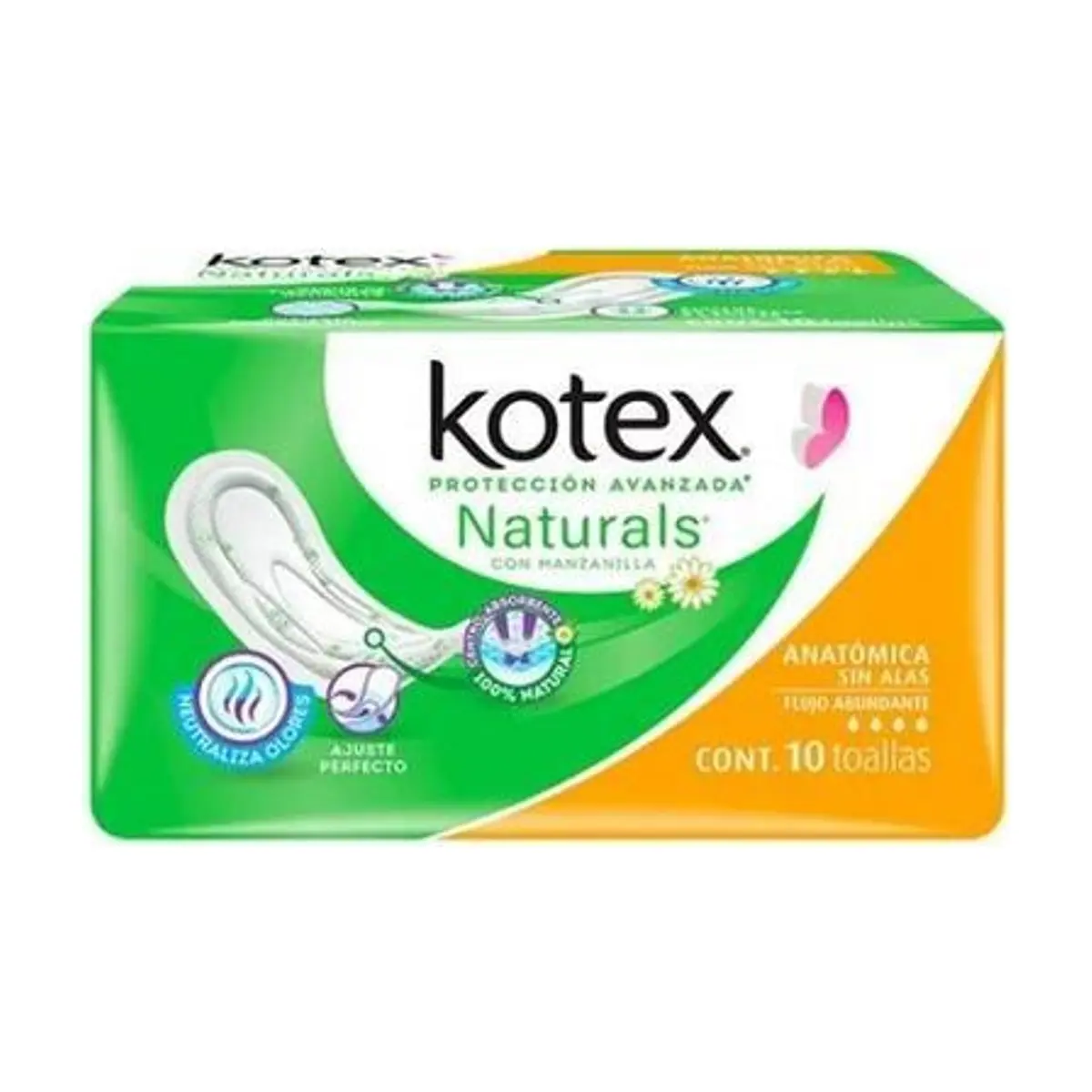 Toallas Femeninas Naturals Anatómicas sin Alas (10 u) KOTEX - Image 1