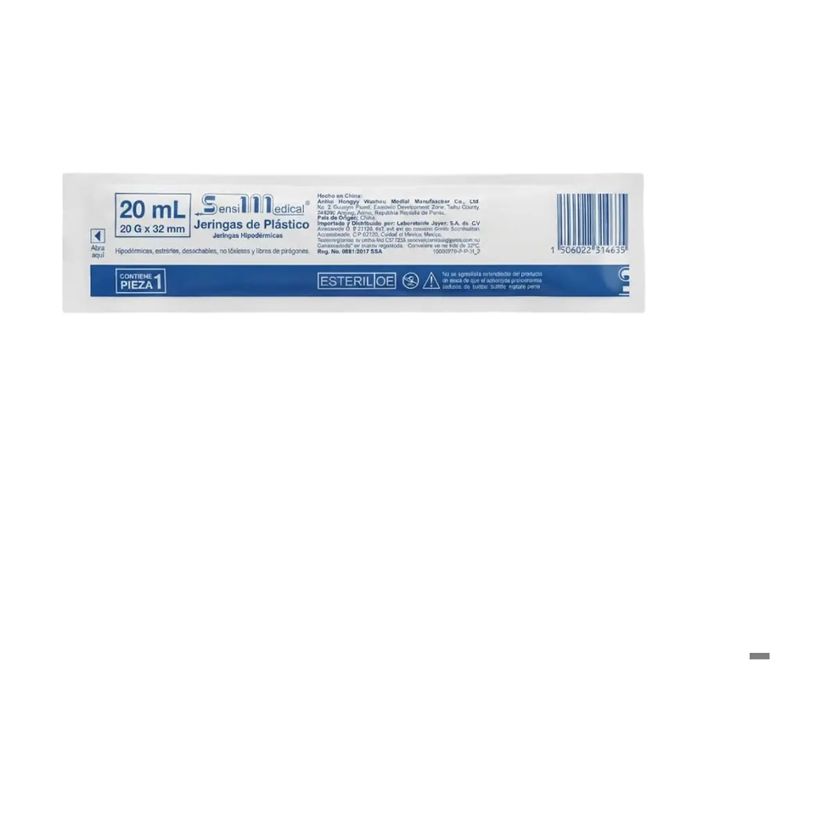 Jeringa de plástico desechable de 20 ml con aguja Sensi Medical - Thumbnail 3