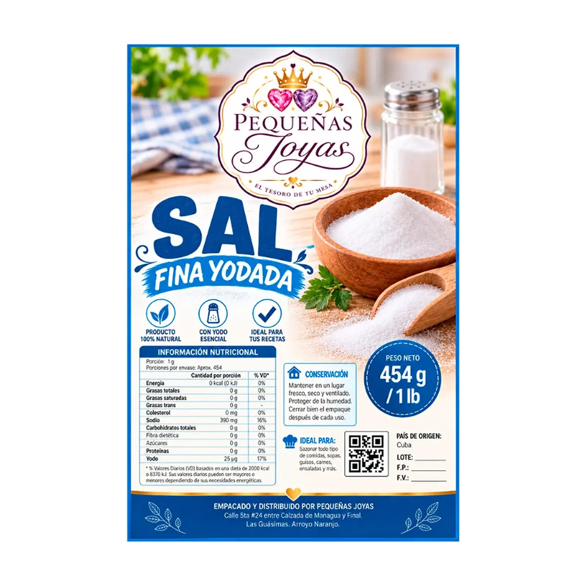 Sal fina yodada Pequeñas Joyas (454 g / 1 lb) - Thumbnail 2
