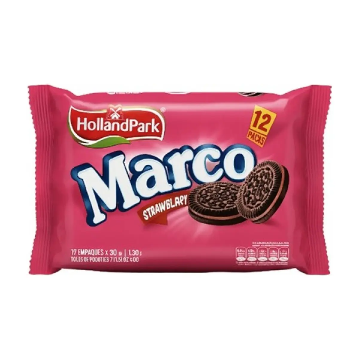 Galletas con Crema de Fresa Marco (12u x 30g) HOLLANDPARK