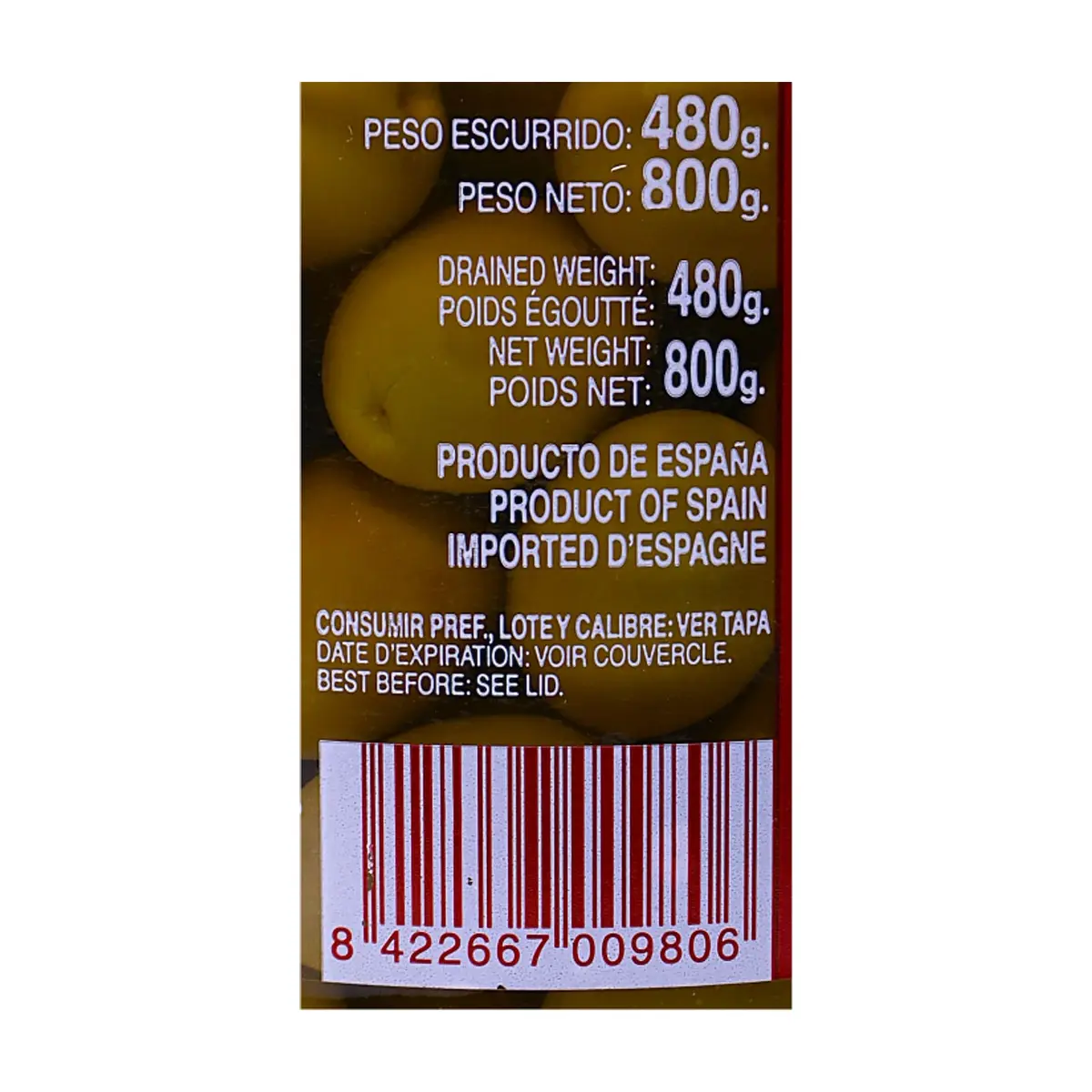 Aceitunas verdes con hueso manzanilla Gomu (800 g / 1.76 lb) - Thumbnail 3