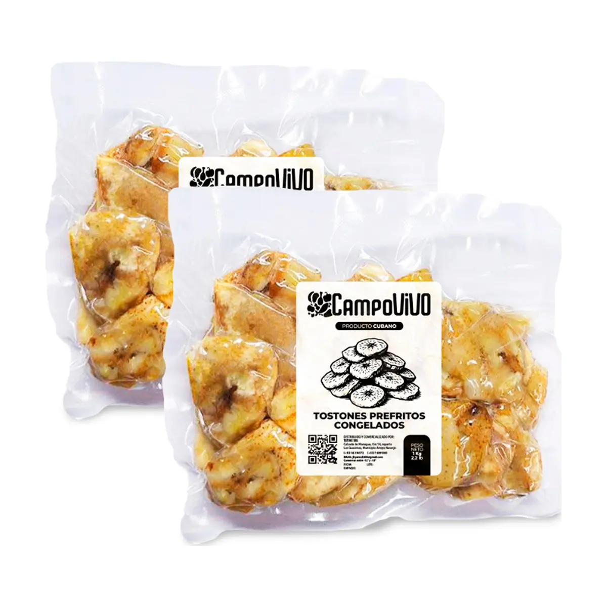 Tostones prefritos congelados Campo Vivo (2 x 1 kg / 2.2 lb)