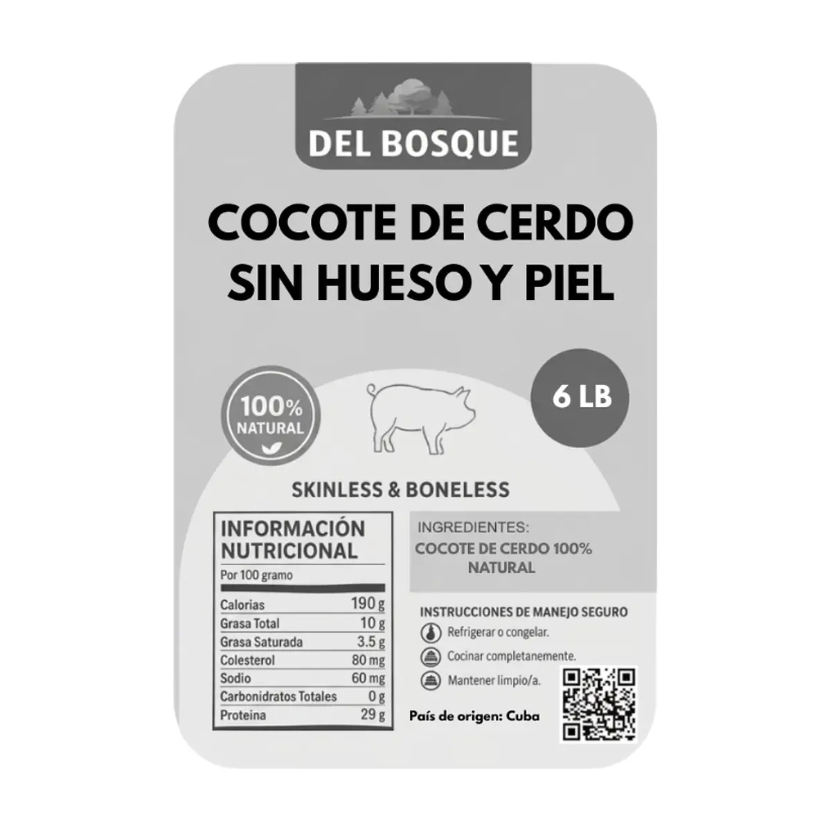Cocote de cerdo sin hueso y piel Del Bosque (2.72 kg / 6 lb) - Miniatura 3