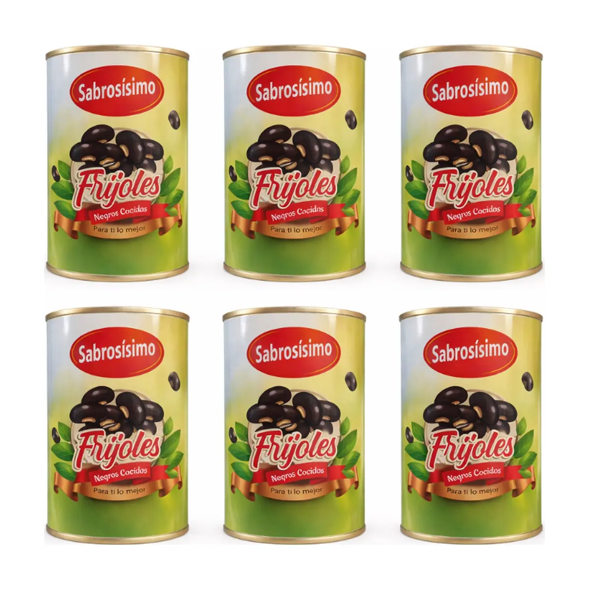 Combo de Frijoles negros cocidos Sabrosísimo (6 x 400 g / 14.11 oz)