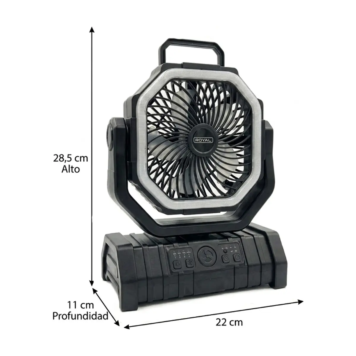 Ventilador recargable portátil con luz led color negro RA65REB Royal - Thumbnail 4