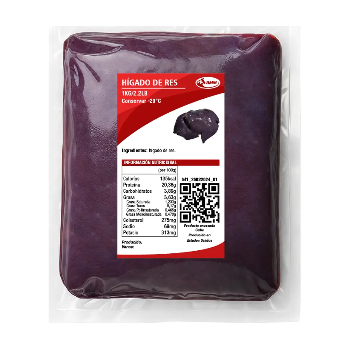 Hígado de res Jimm (1 kg / 2.20 lb)