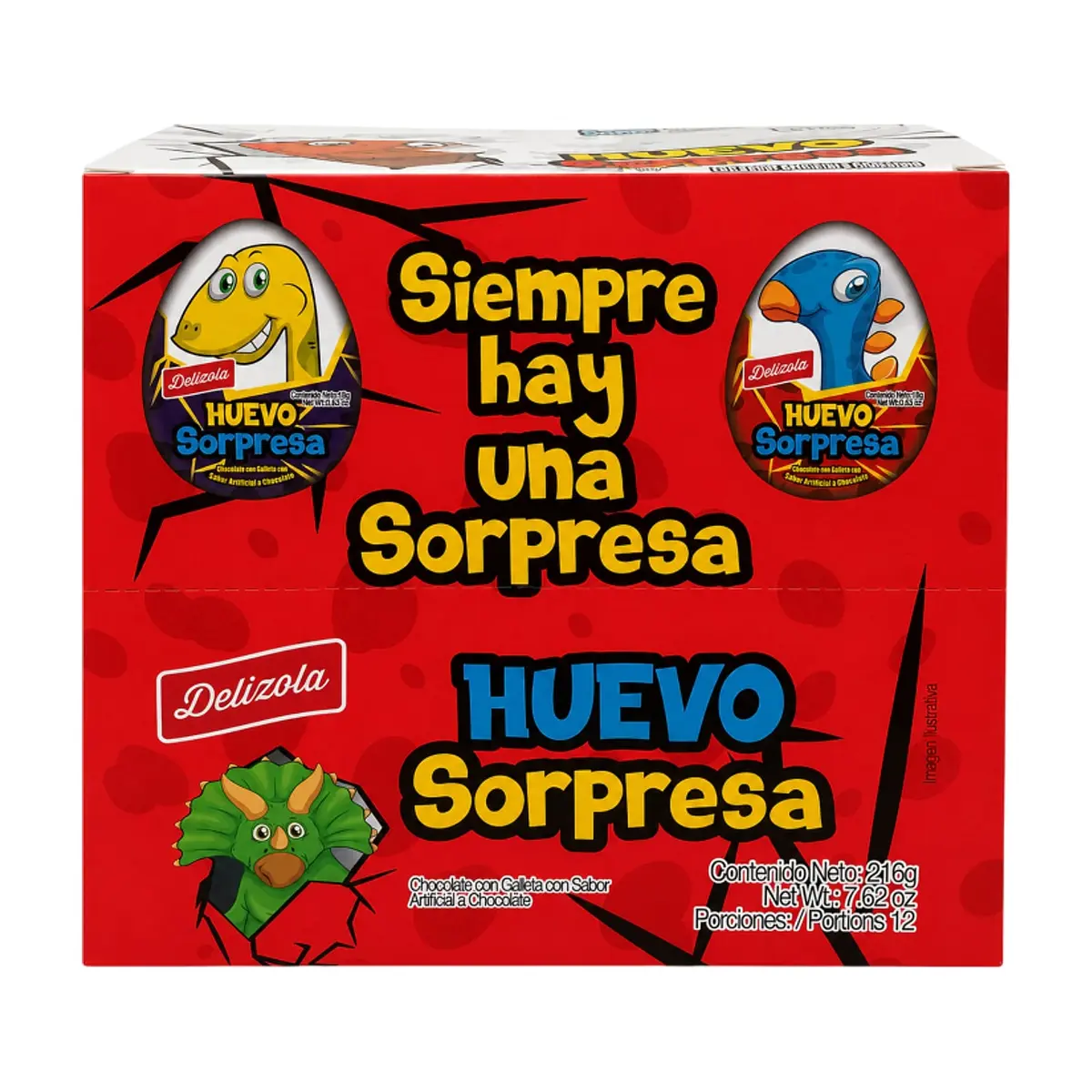 Caja de huevos sorpresa de chocolate con galletas con sabor a chocolate Delizola (216 g / 7.62 oz)