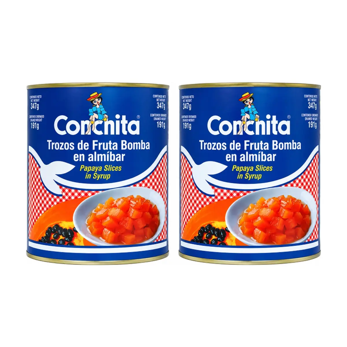 Trozos de fruta bomba en almíbar Conchita (2 x 3.47 kg / 7.66 lb)