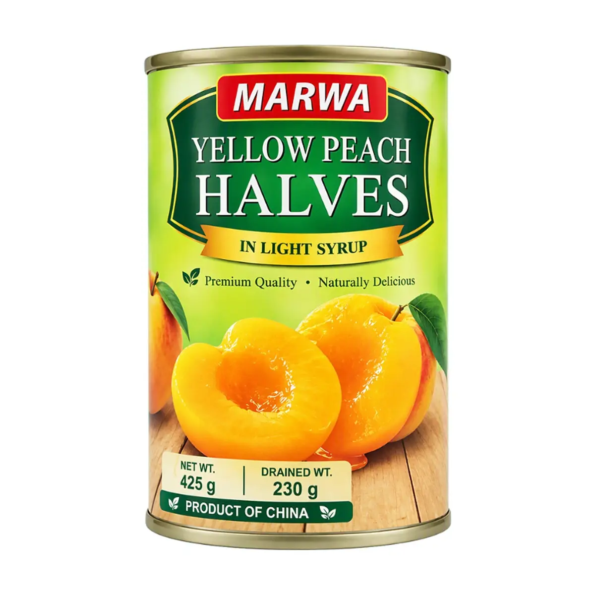 Mitades de melocotón amarillo en almíbar ligero Marwa (425 g / 14.99 oz) - Miniatura 1