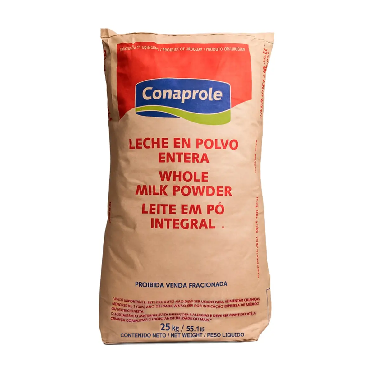 Leche entera en polvo pasteurizada de vaca Conaprole (25 kg / 55 lb)