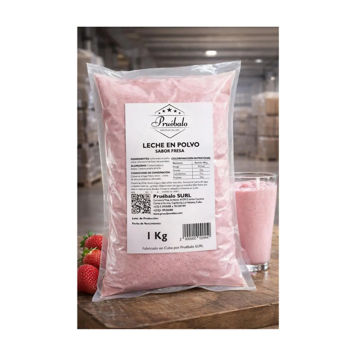 Leche en polvo sabor a fresa Pruébalo (1 kg / 2.2 lb) - Thumbnail 4