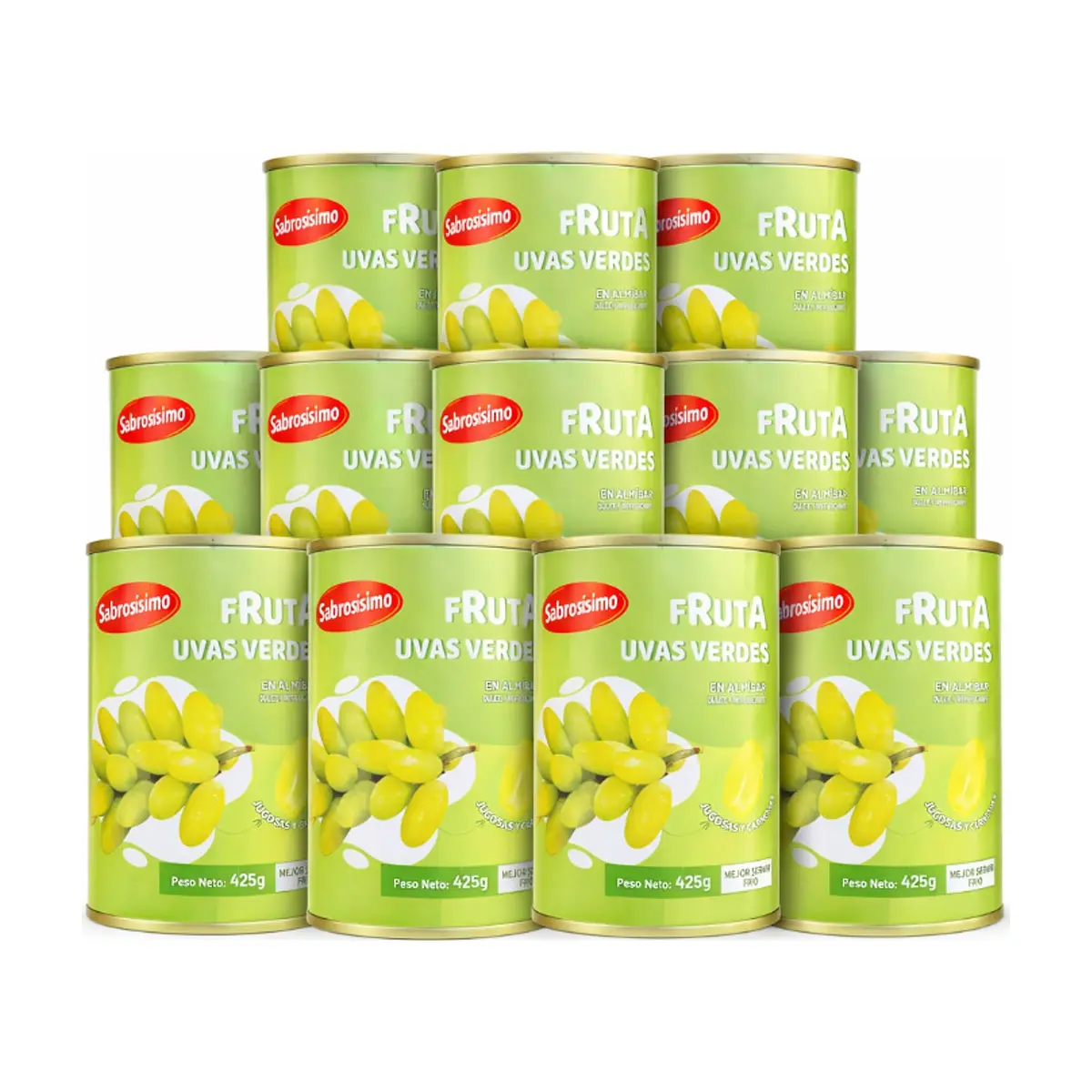 Combo Uvas verdes en almíbar Sabrosísimo (12 x 425 g / 14.99 oz)