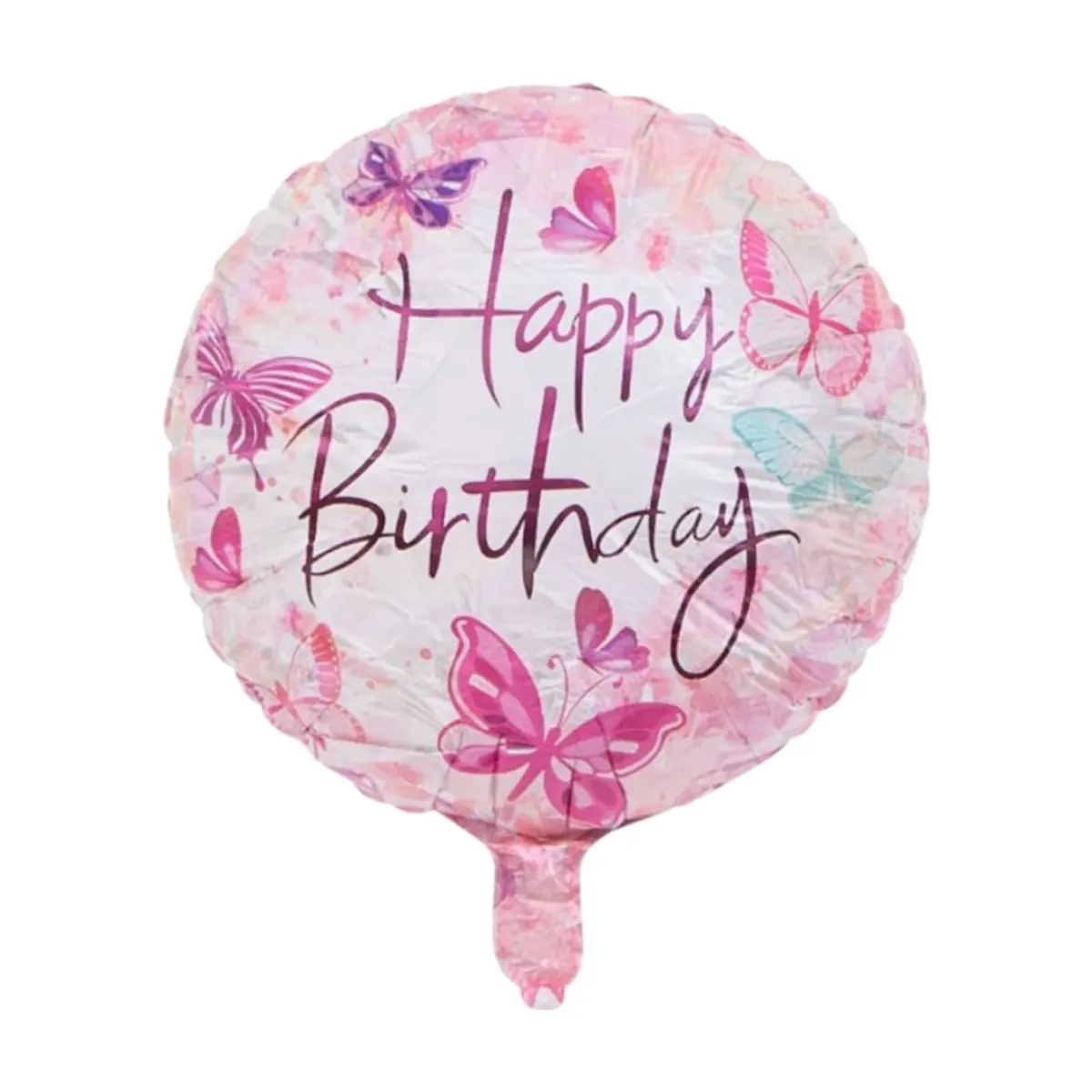 Globo con cartel de Happy birthday y diseño de mariposas Ballon (18 pulgadas) - Thumbnail 2