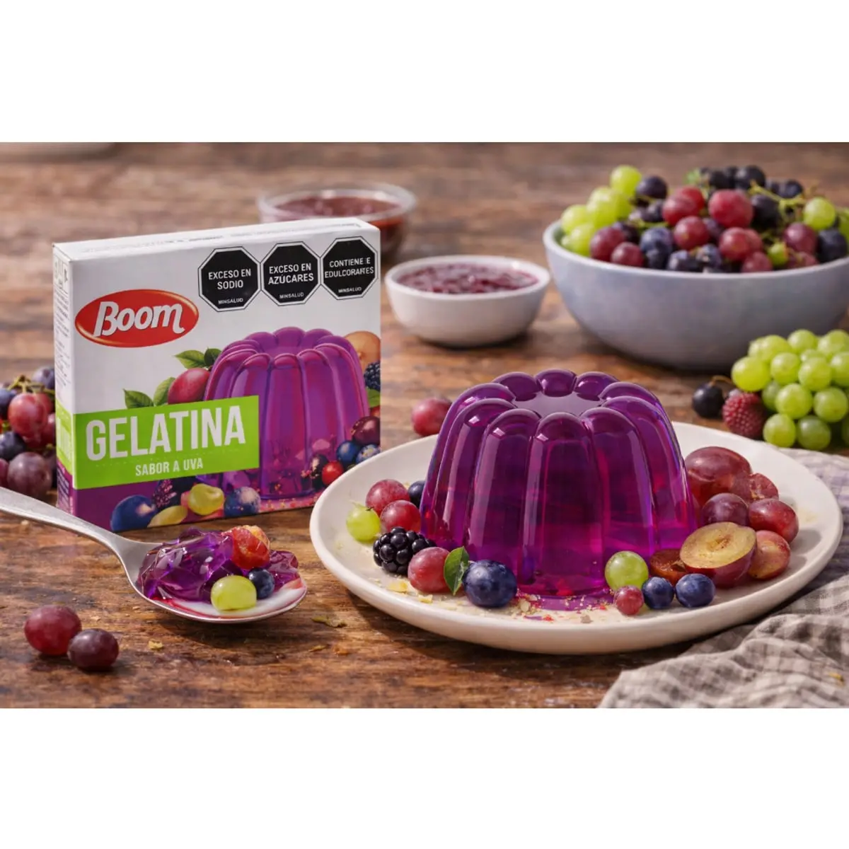 Gelatina sabor uva Boom (40 g / 1.41 oz) - Miniatura 4