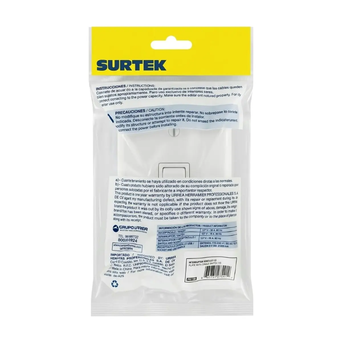 Receptáculo -interruptor- sencillo color blanco Surtek P619B - Miniatura 2