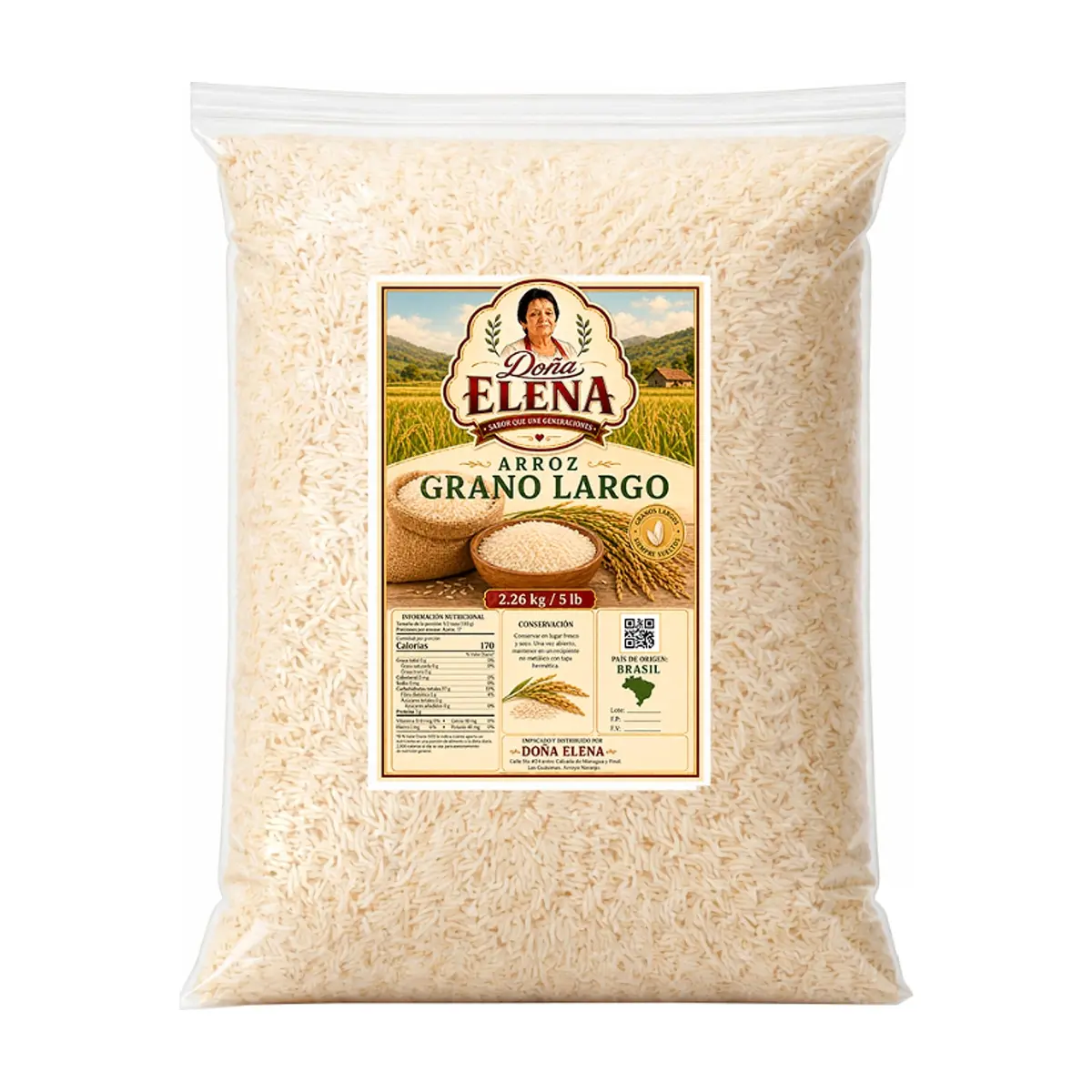 Arroz grano largo Doña Elena (2.26 kg / 5 lb)