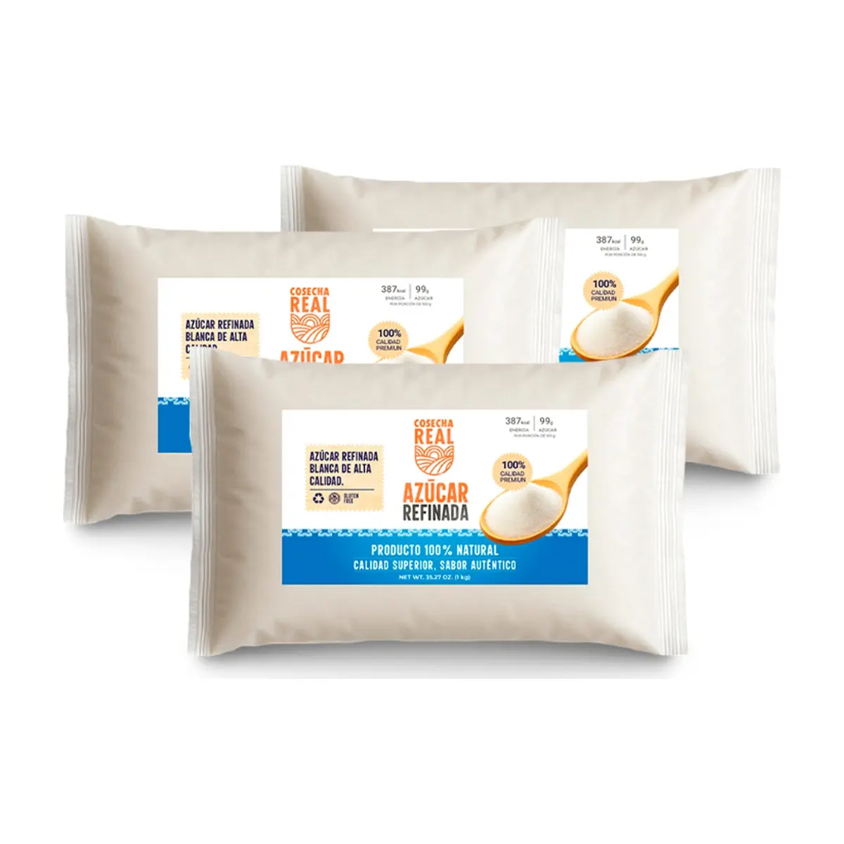 Azúcar blanca refinada Cosecha Real (3 x 1 kg / 2.2 lb)