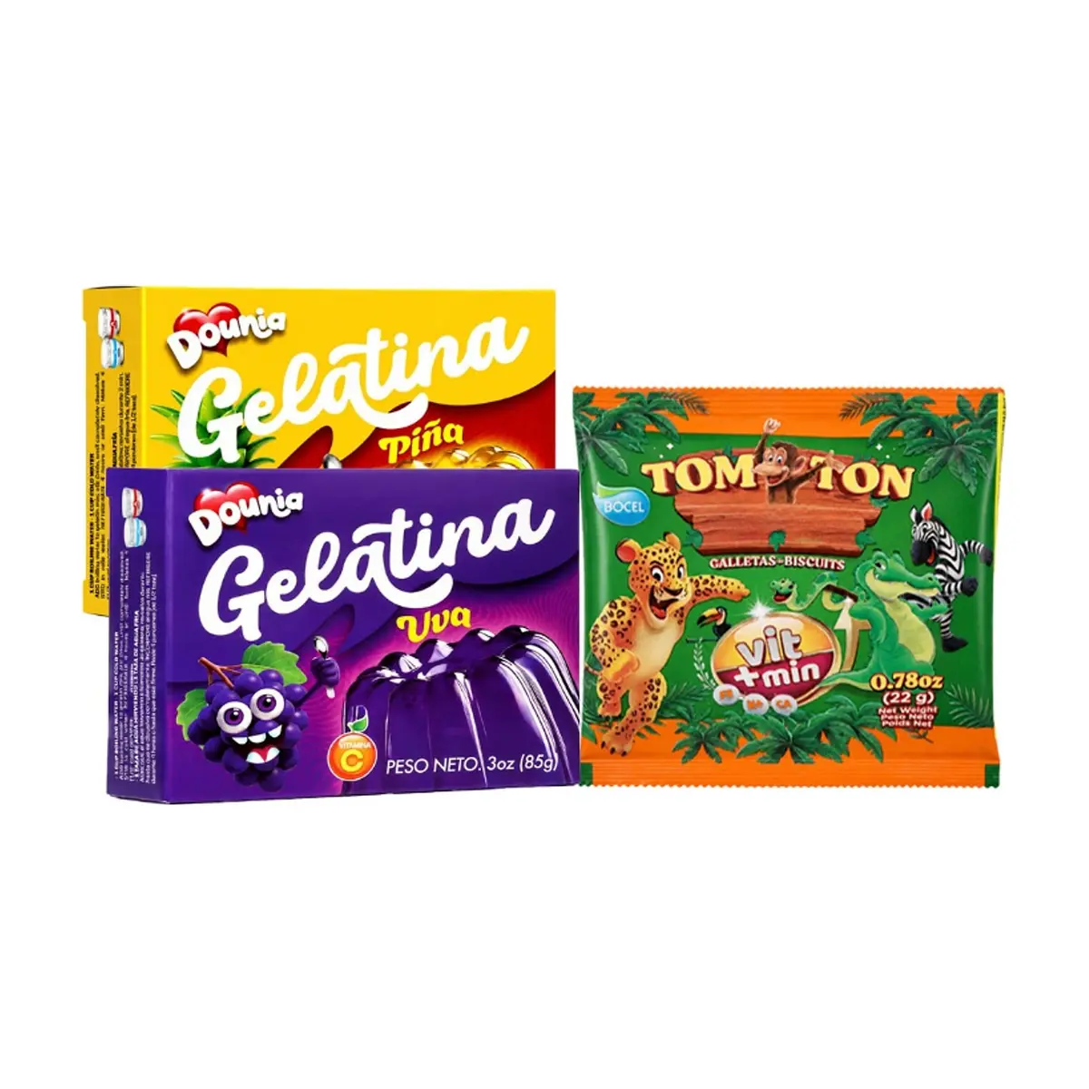 Combo de gelatina de piña, uva y galletas ton ton - Miniatura 1