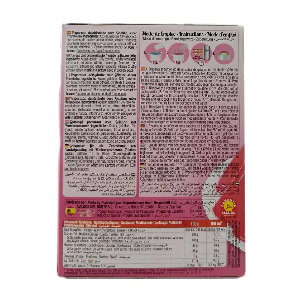 Gelatina sabor frambuesa Calnort (170 g / 6 oz) - Thumbnail 2