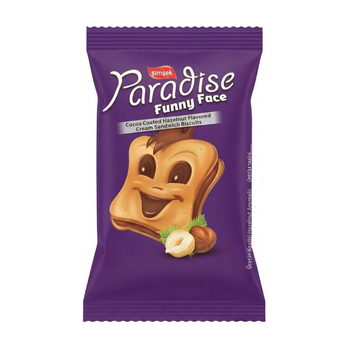 Galleta de vainilla rellena con crema de chocolate Paradise Funny Face Simsek (22 g)