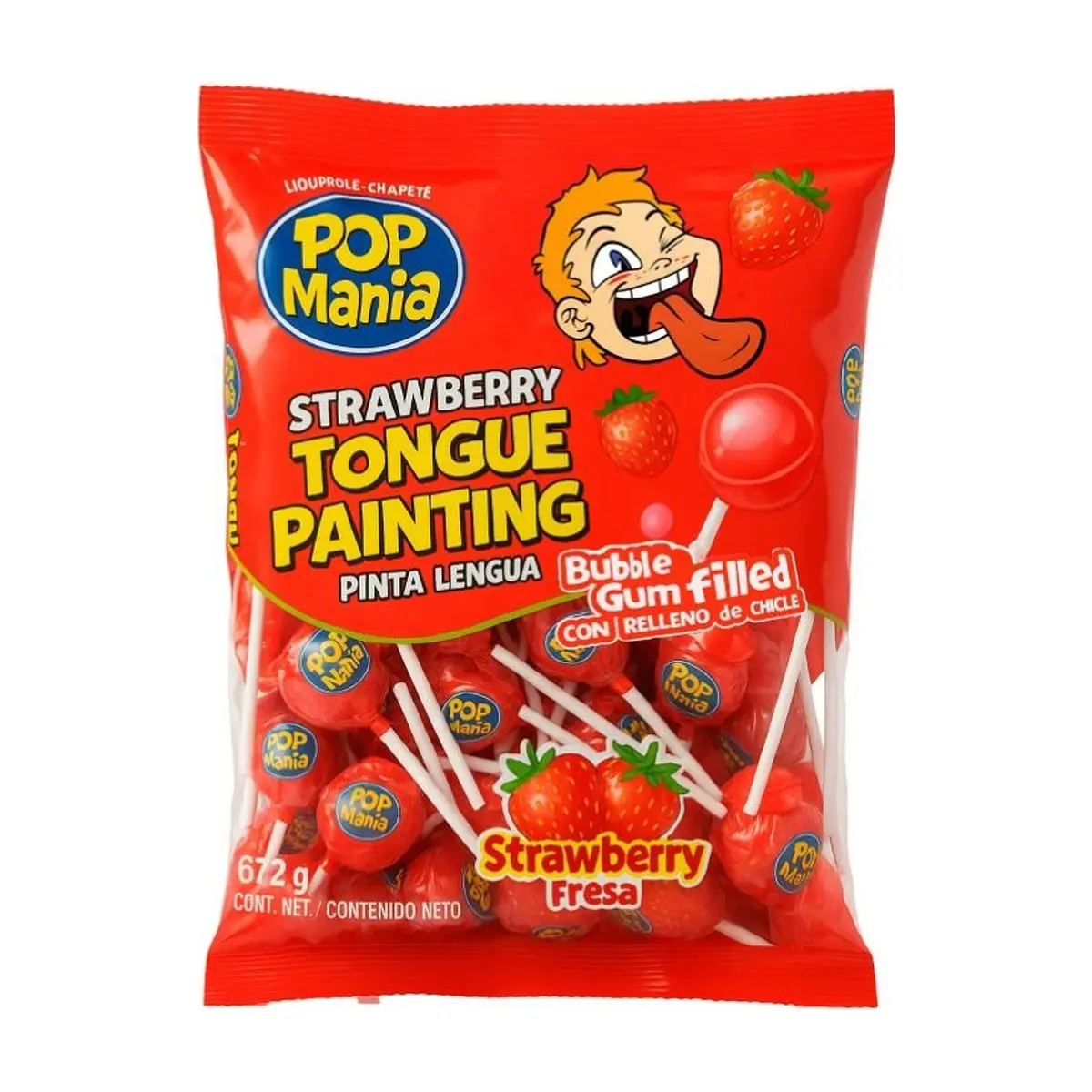 Pinta Lenguas Fresa Frutilla Pop Mania (48u x 14g) RICLAN