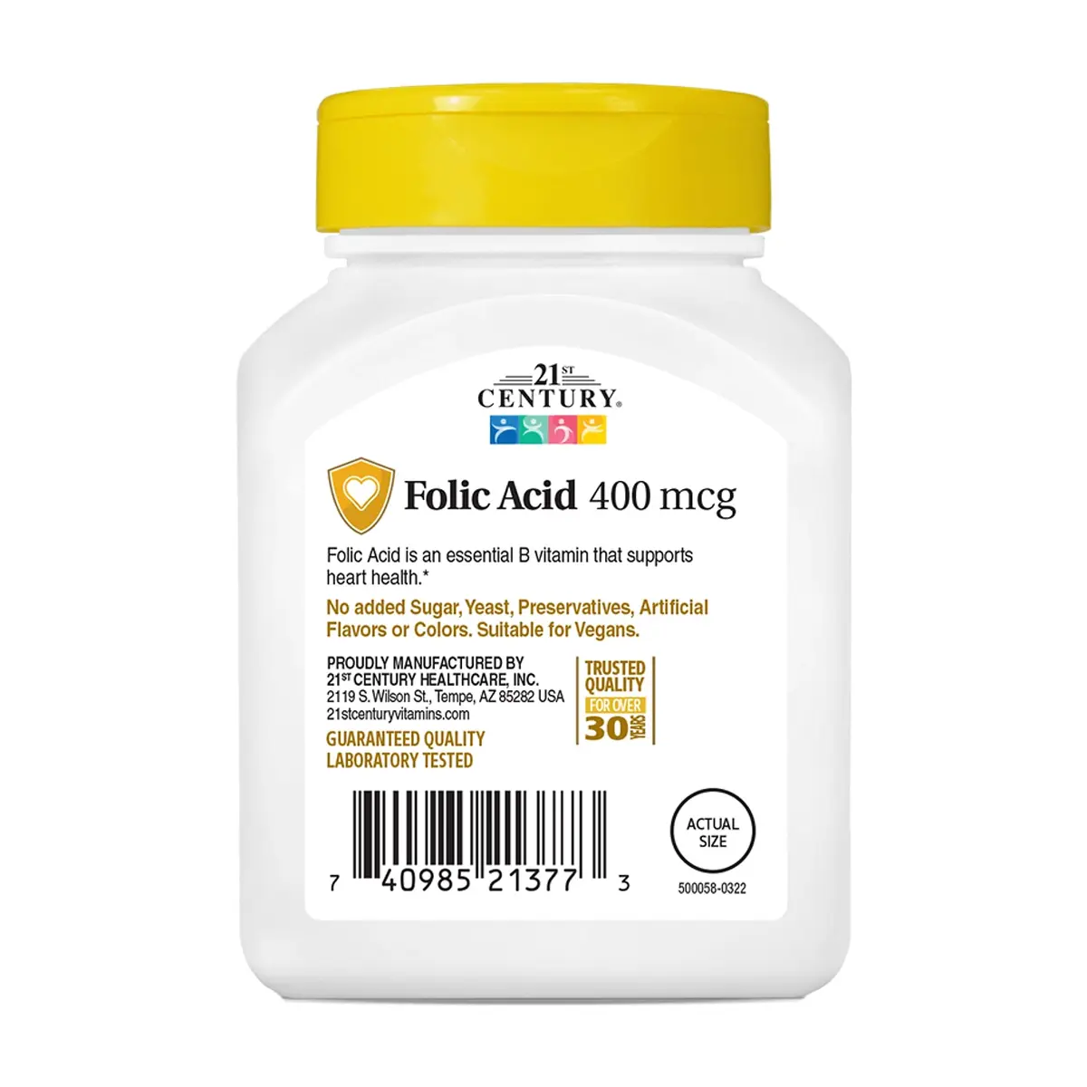 Ácido fólico 400 mcg 21st Century (250 tabletas) - Thumbnail 7