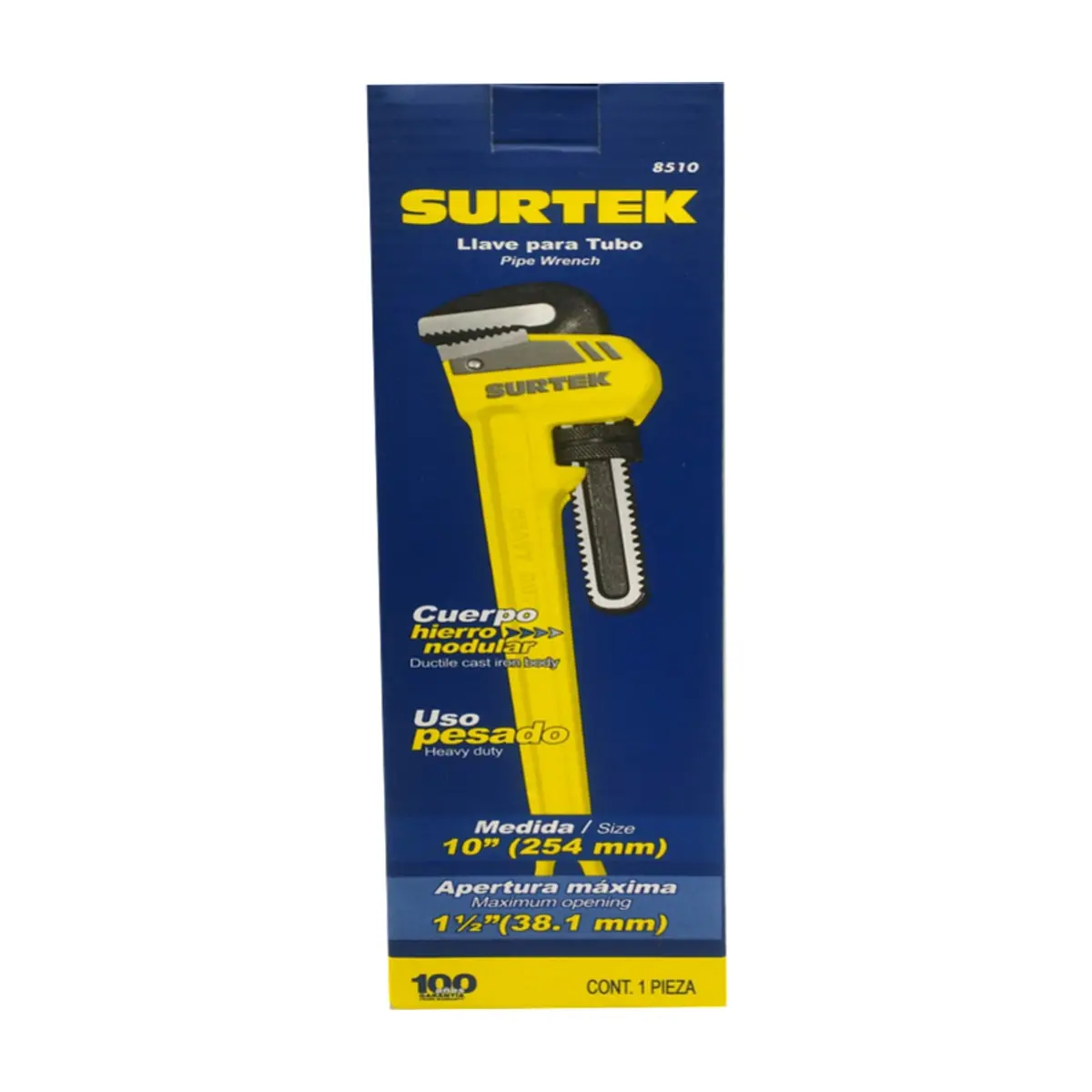 Llave de tubo -Stillson- de hierro maleable de 10" Surtek - Thumbnail 2