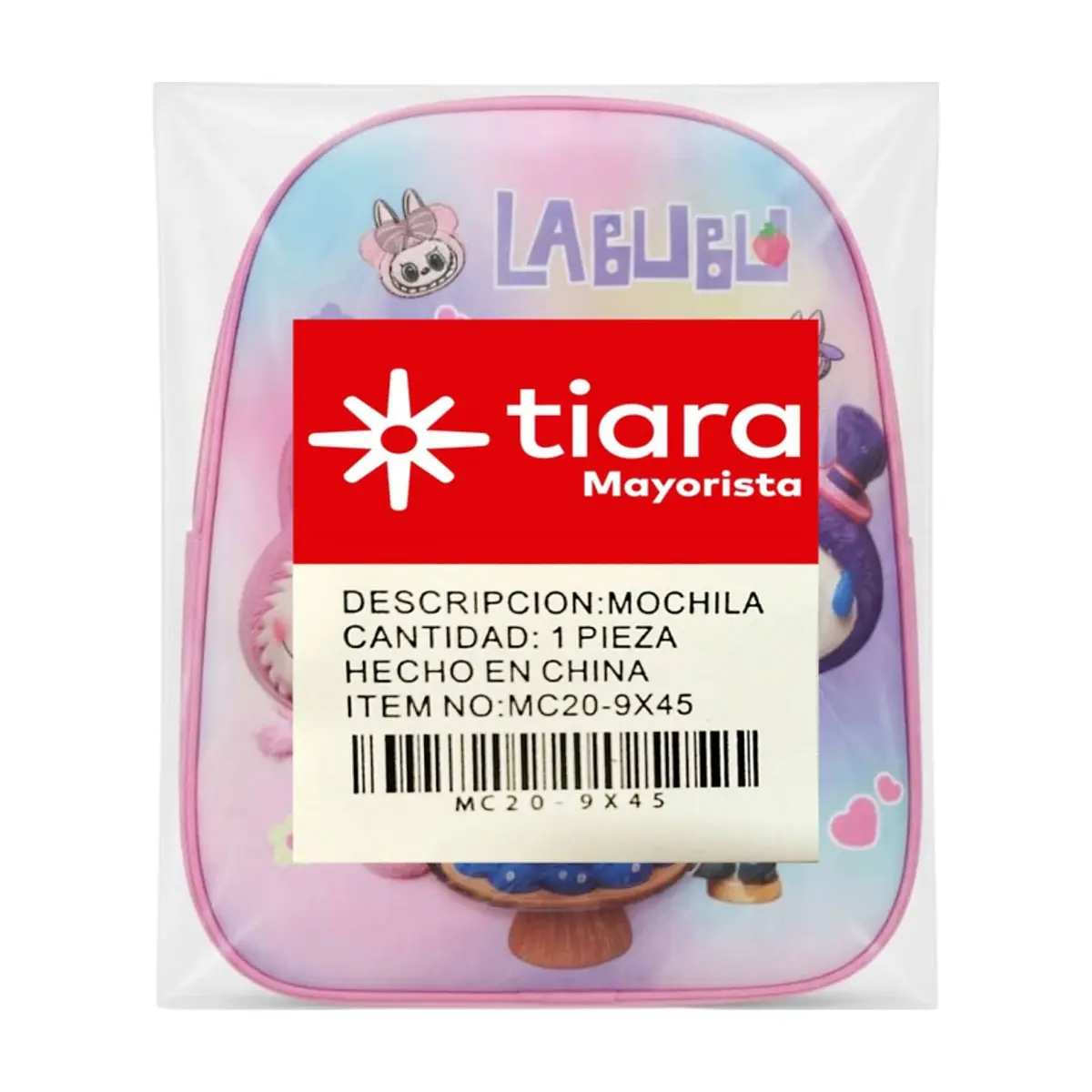Mochila infantil rosada claro con diseño 3D de Labubu Tiara - Thumbnail 3