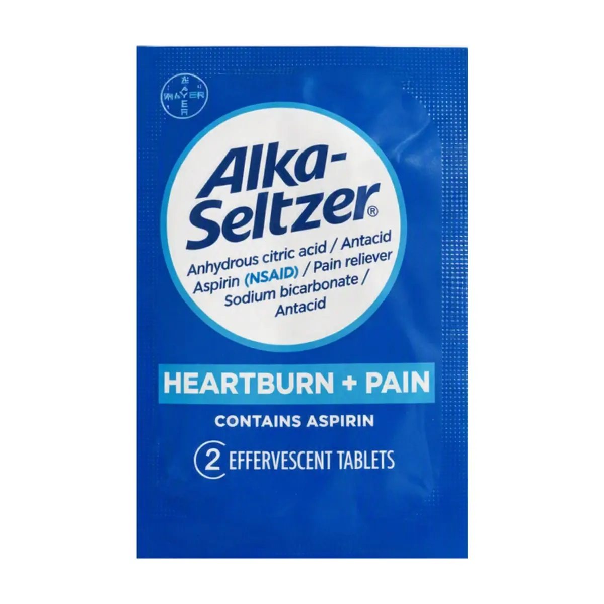 Tabletas efervescentes con ácido acetilsalicílico y bicarbonato de sodio Alka-Seltzer (2 U)