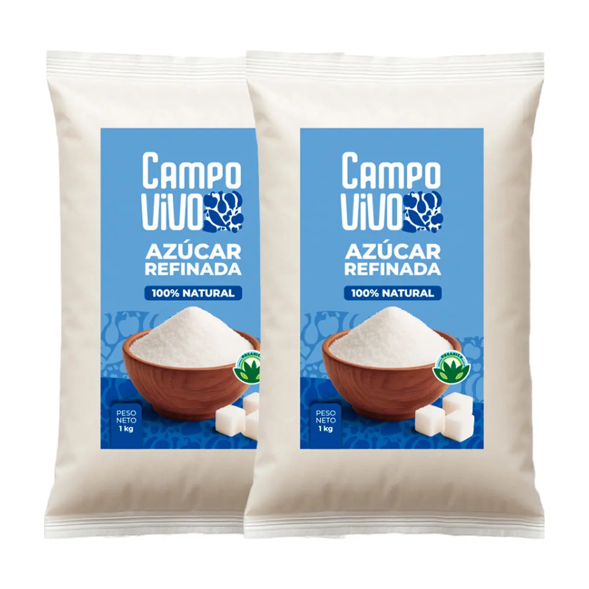 Azúcar blanca refinada Campo Vivo (2 x 1 kg / 2.2 lb) - Imagen 1