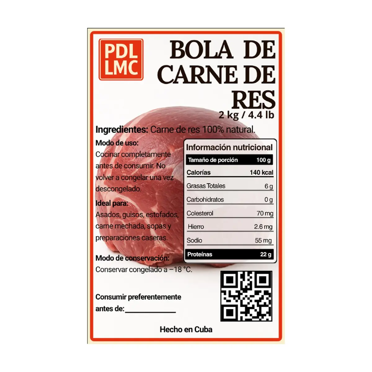 Bola de carne de res PDL LMC (2 kg / 4.4 lb) - Miniatura 3
