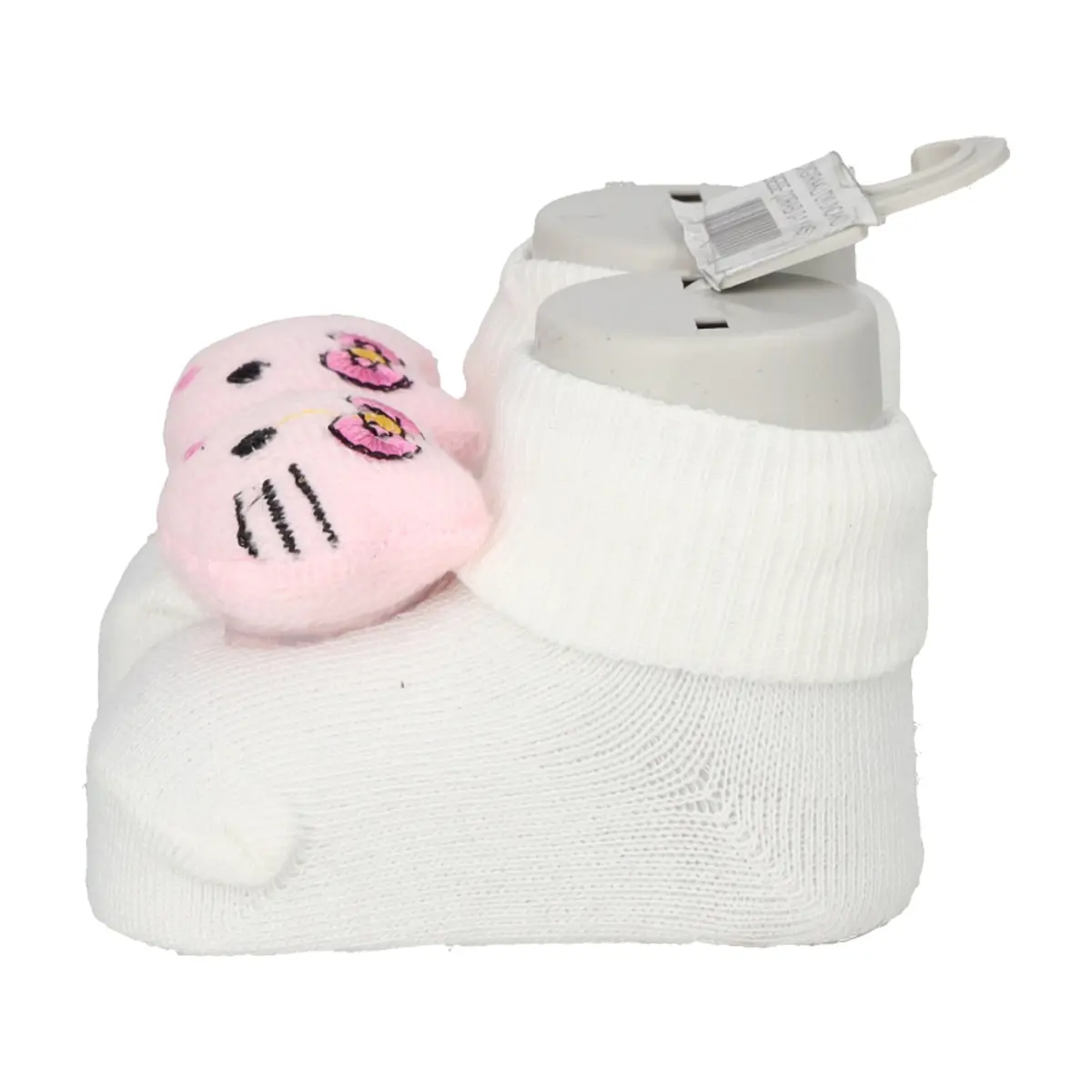 Par de calcetines de color blanco con sonajero de peluche para bebé Ayaydin Miroglio - Miniatura 9