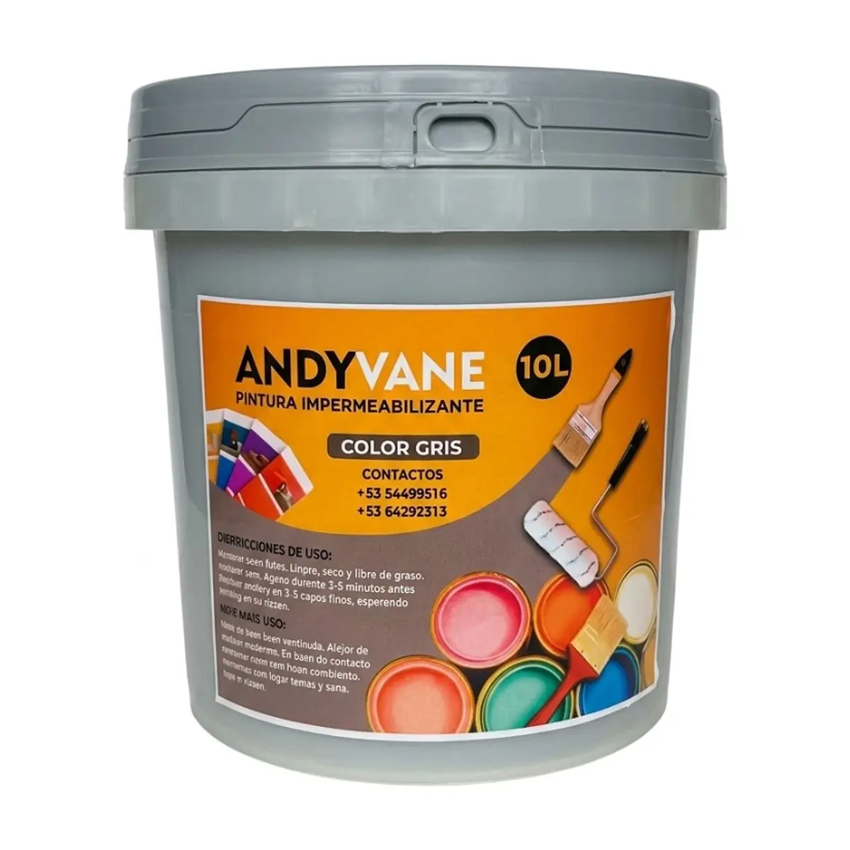 Pintura impermeabilizante color gris Andyvane (10 L)
