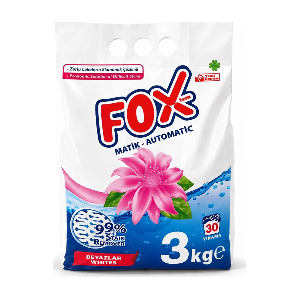 Detergente en polvo para ropa blanca Fox (3 kg / 6.61 lb)