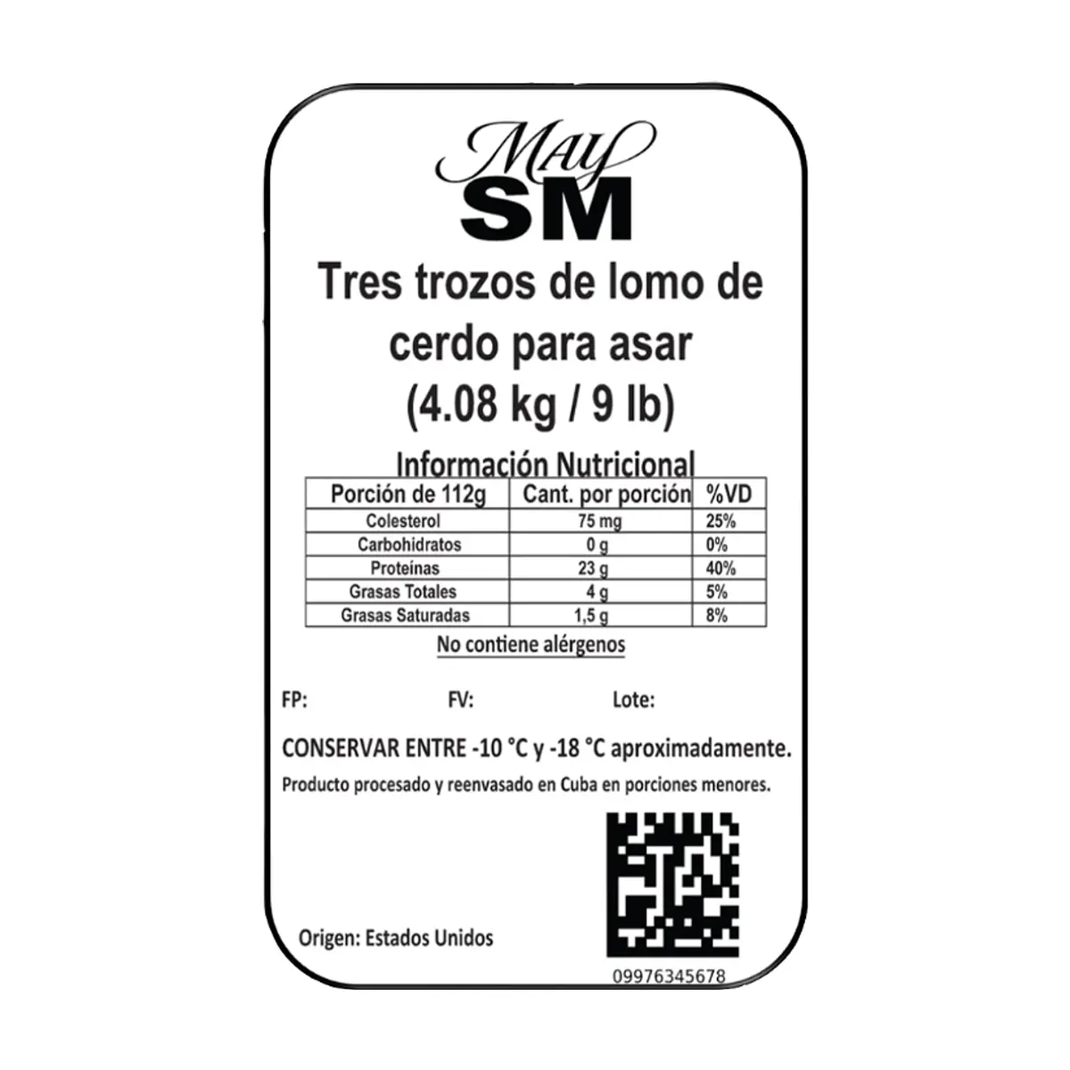 Tres trozos de lomo de cerdo para asar May SM (4.08 kg / 9 lb) - Thumbnail 3