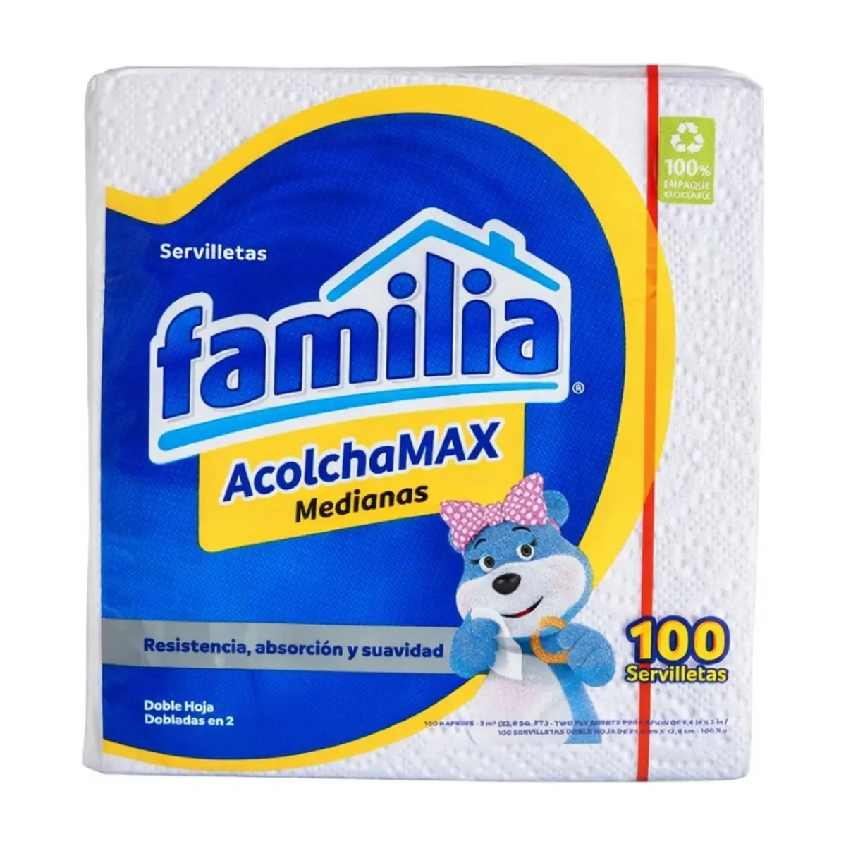 Servilletas de doble capa plegadas en dos medianas AcolchaMAX (100 U)