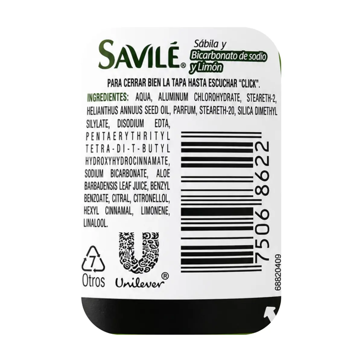 Desodorante con sábila - bicarbonato de sodio y limón Savilé (45 ml) - Miniatura 3