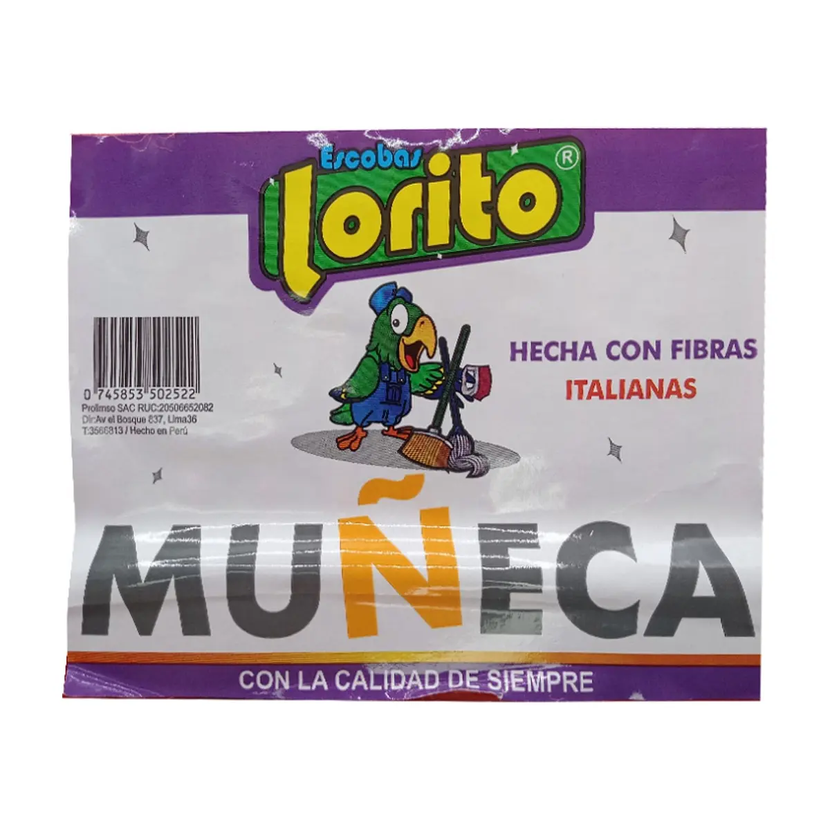 Escoba plástica con palo de madera Muñeca Lorito - Miniatura 3